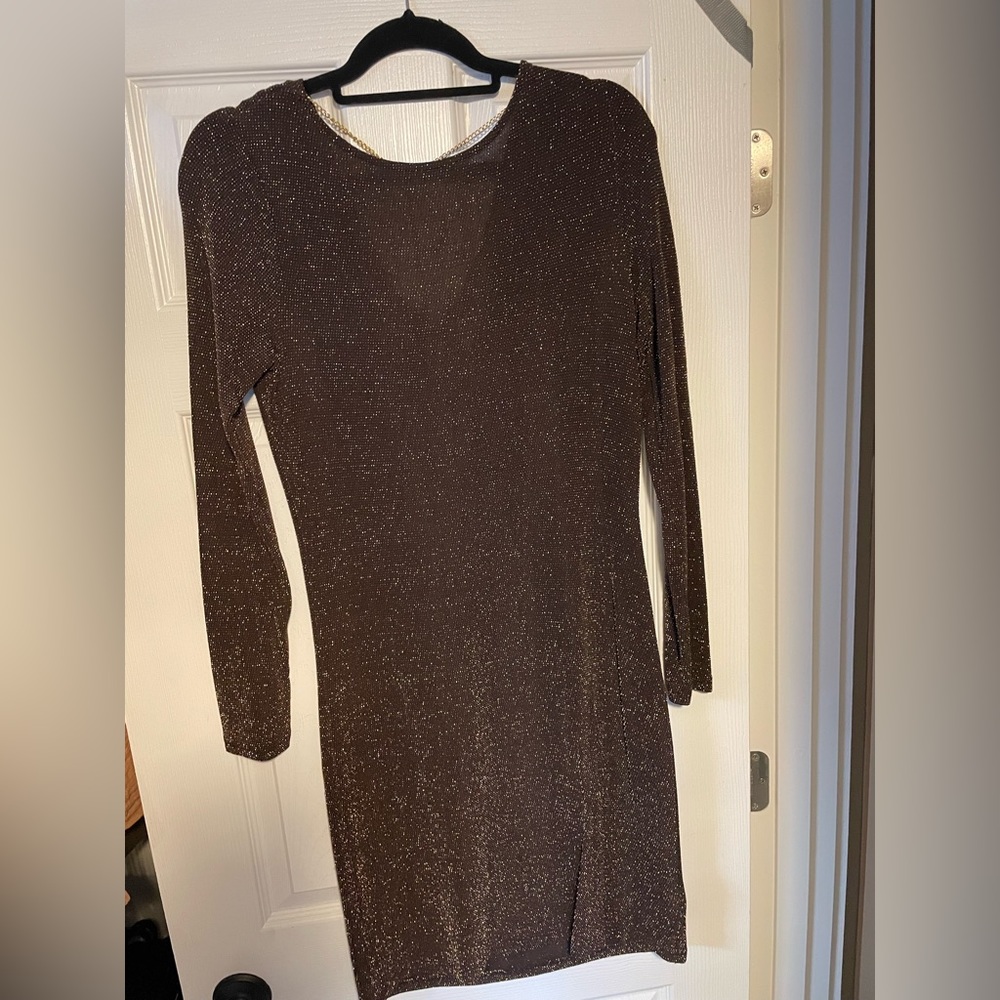 Michael Kors gold/brown shirt dress. Medium